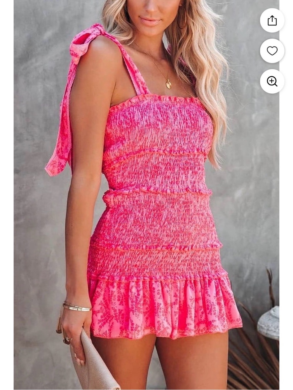 Pink Smocked Ruffle dress size medium - Picture 2 of 6